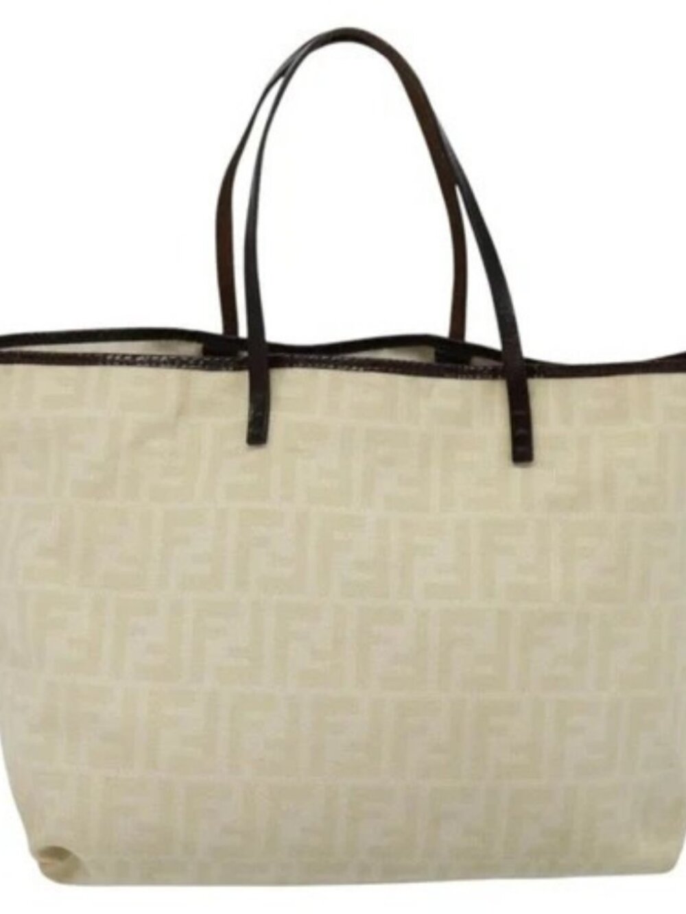 FENDI Zucca Canvas Tote Bag White Silver Auth - Picture 2 of 16